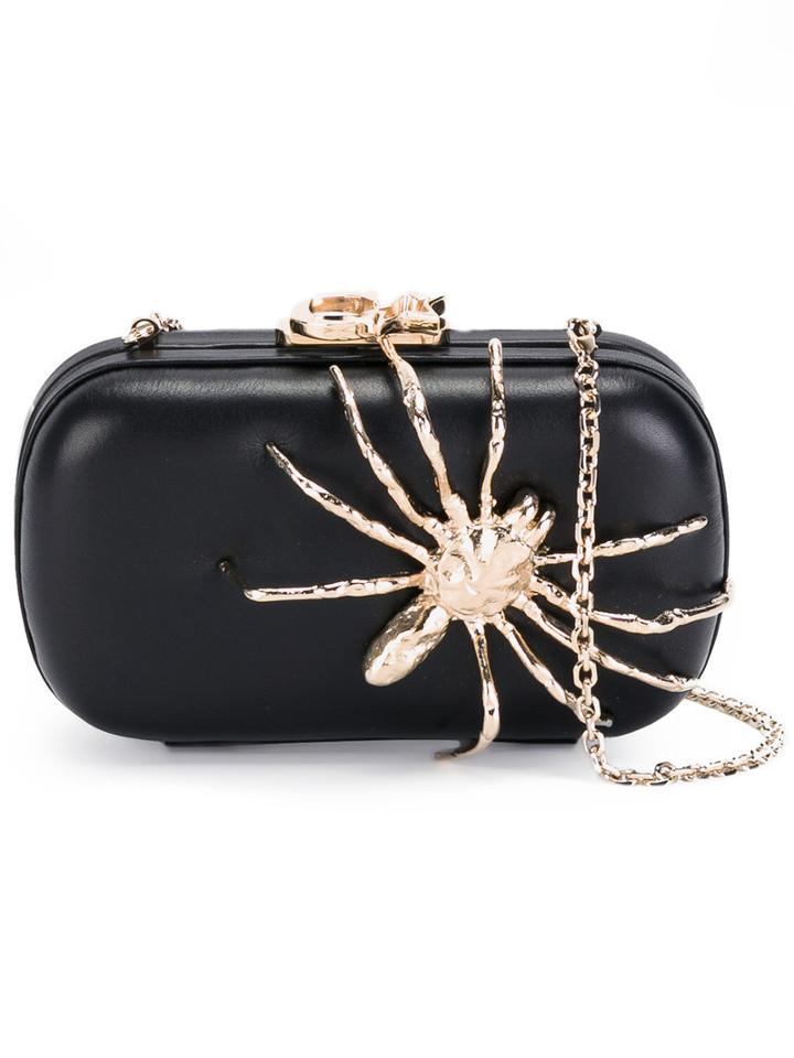 Corto Moltedo Susan C Star Clutch Bag, Women's, Black, Calf Leather/brass/silk Satin