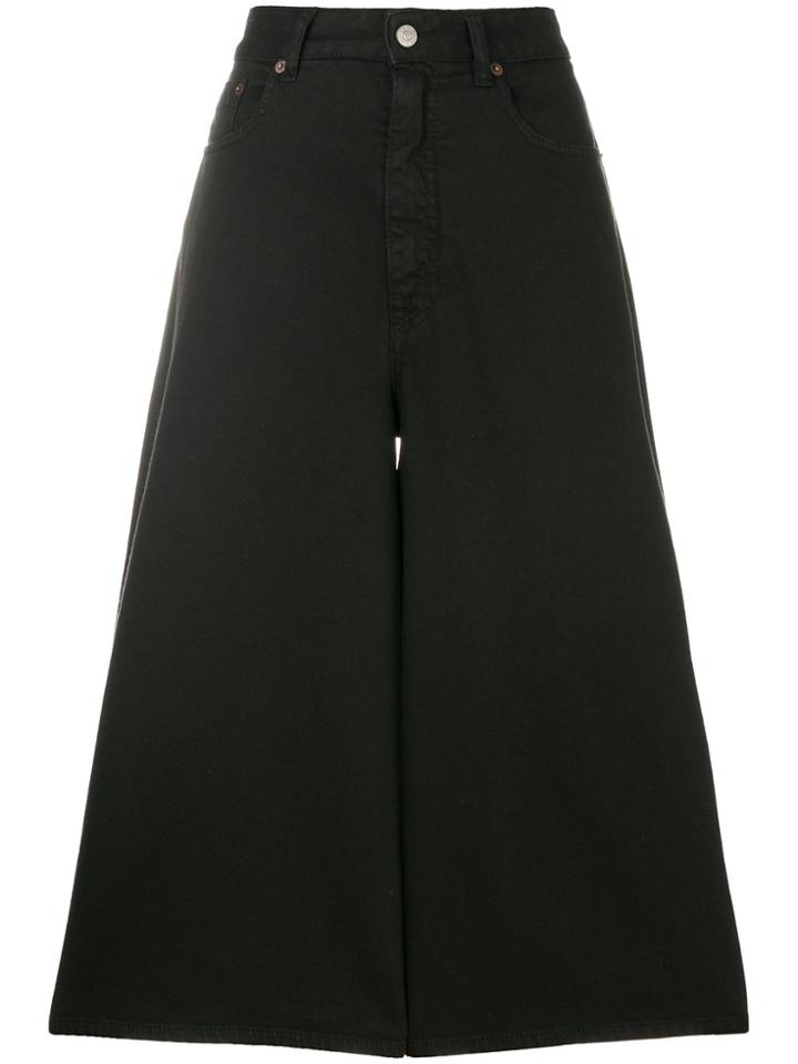 Mm6 Maison Margiela Wide Leg Cropped Trousers - Black