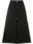 Mm6 Maison Margiela Wide Leg Cropped Trousers - Black
