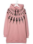 Neil Barrett Kids Lightening Bolt Print Hoodie - Pink