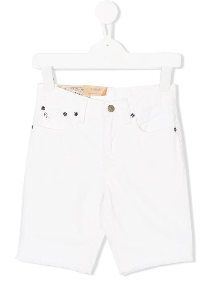 Ralph Lauren Kids - Logo Embroidered Denim Shorts - Kids - Cotton - 11 Yrs, White