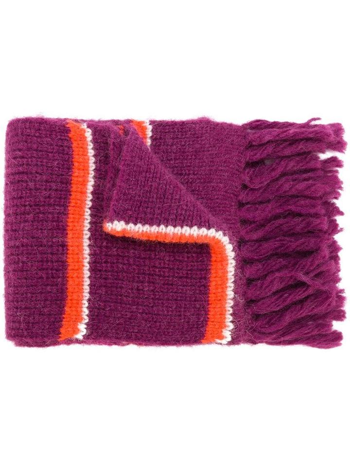 Ami Paris Contrasted Stripes Scarf - Pink