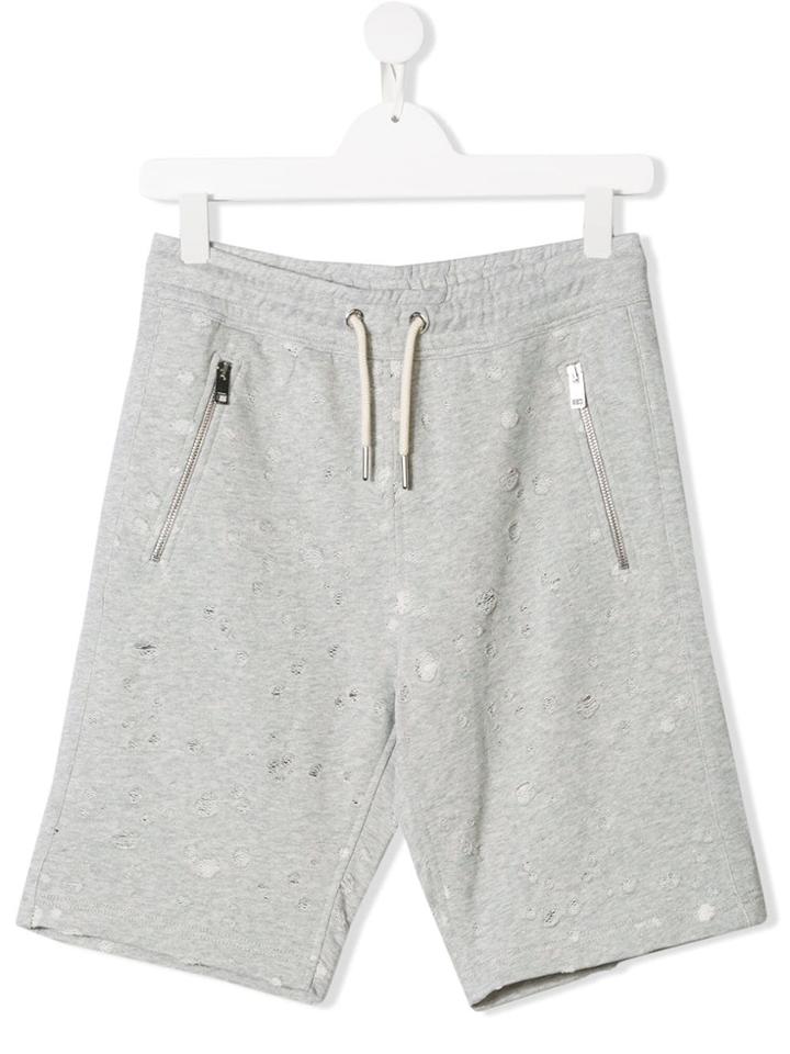 Diesel Kids Distressed Track Shorts - Grey