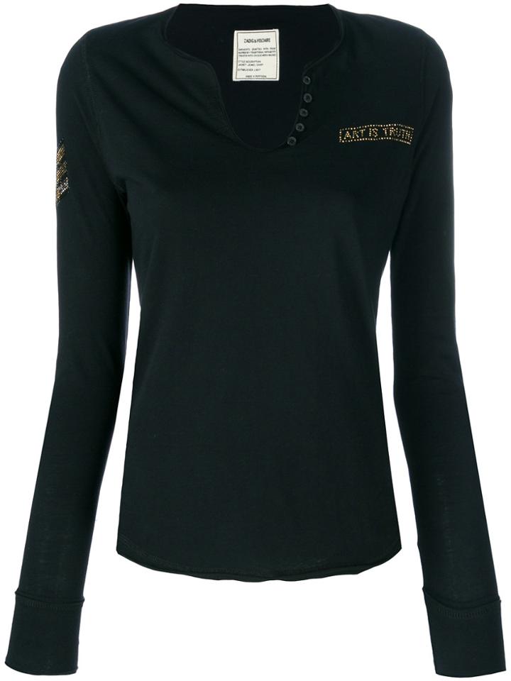 Zadig & Voltaire Longsleeved Buttoned T-shirt - Black