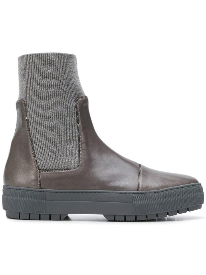 Fabiana Filippi Embellished Mid-calf Boots - Grey