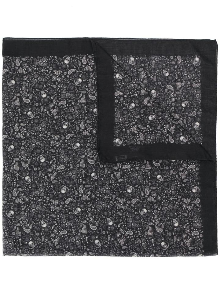 Saint Laurent Usa Skull Print Scarf - Black
