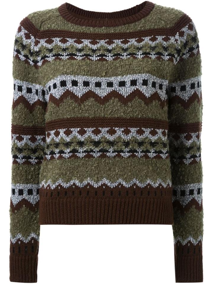 Guild Prime Pattern Intarsia Sweater, Women's, Size: 36, Green, Silk/acrylic/nylon/wool