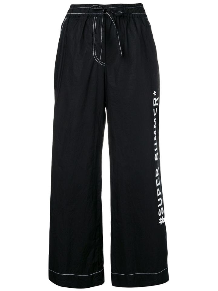 P.a.r.o.s.h. Flare Slogan Trousers - Black