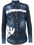 Dsquared2 - Graffiti Paint Denim Shirt - Men - Cotton/spandex/elastane - 46, Blue, Cotton/spandex/elastane