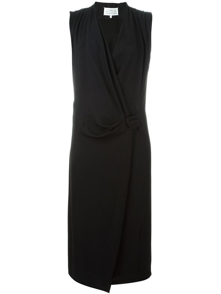 Maison Margiela Draped Wrap Dress, Women's, Size: 42, Black, Silk/polyamide/acetate