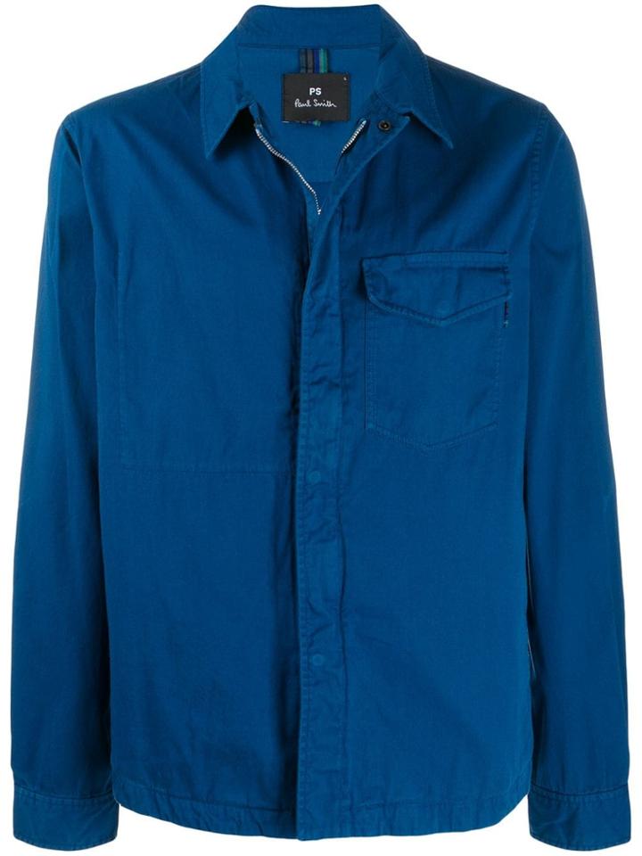 Ps Paul Smith Chest Pocket Shirt Jacket - Blue