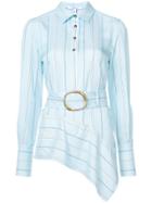 Derek Lam 10 Crosby Long Sleeve Belted Asymmetrical Shirt - Blue