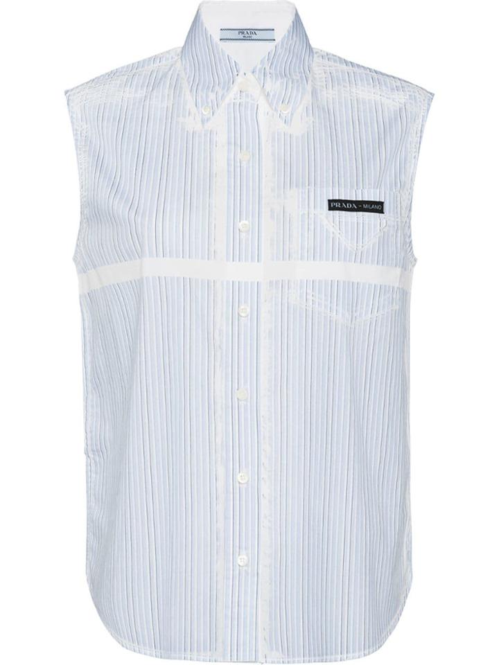 Prada Sleeveless Poplin Shirt - Blue