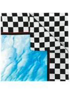 Givenchy Checkerboard Printed Scarf, Men's, Blue, Cotton/silk