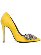 Ermanno Scervino Crystal Embellished Pumps - Yellow & Orange