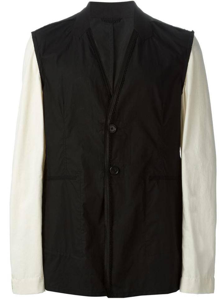 Ann Demeulemeester Contrasting Sleeve Jacket, Men's, Size: S, Black, Cotton/rayon