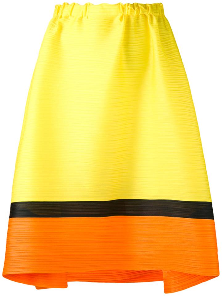 Pleats Please By Issey Miyake Horizontal Pleat Skirt - Yellow & Orange