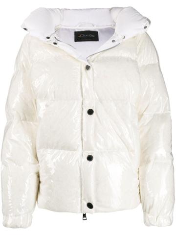 Goose Tech Patent Hooded Padded Coat - White