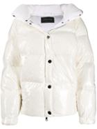 Goose Tech Patent Hooded Padded Coat - White