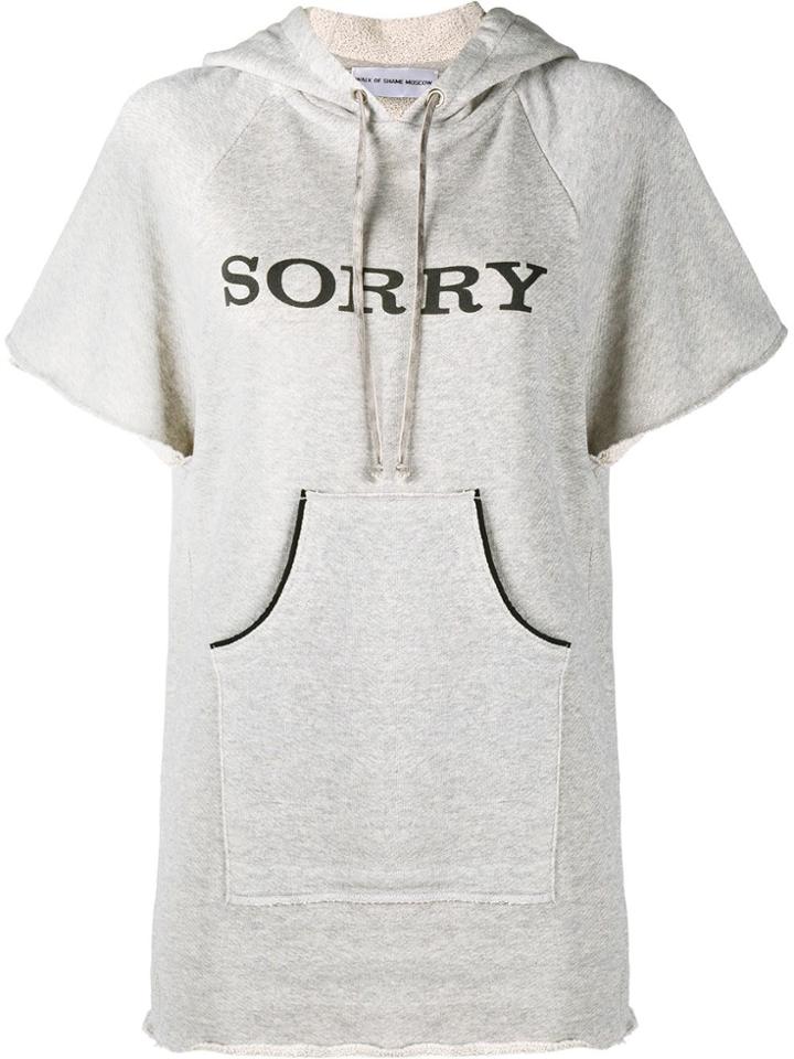 Walk Of Shame Sorry Hooded Sweatshirt With Short Sleeves - Grey