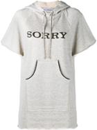 Walk Of Shame Sorry Hooded Sweatshirt With Short Sleeves - Grey