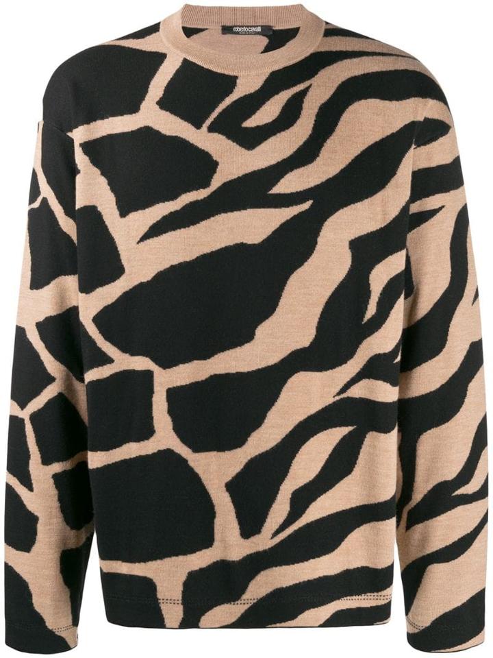 Roberto Cavalli Animal-jacquard Jumper - Brown