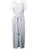 Lorena Antoniazzi - Tie Waist Long Dress - Women - Silk/spandex/elastane/viscose - 44, Women's, Grey, Silk/spandex/elastane/viscose