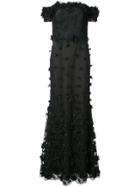 Marchesa Notte Floral Applique Gown - Black