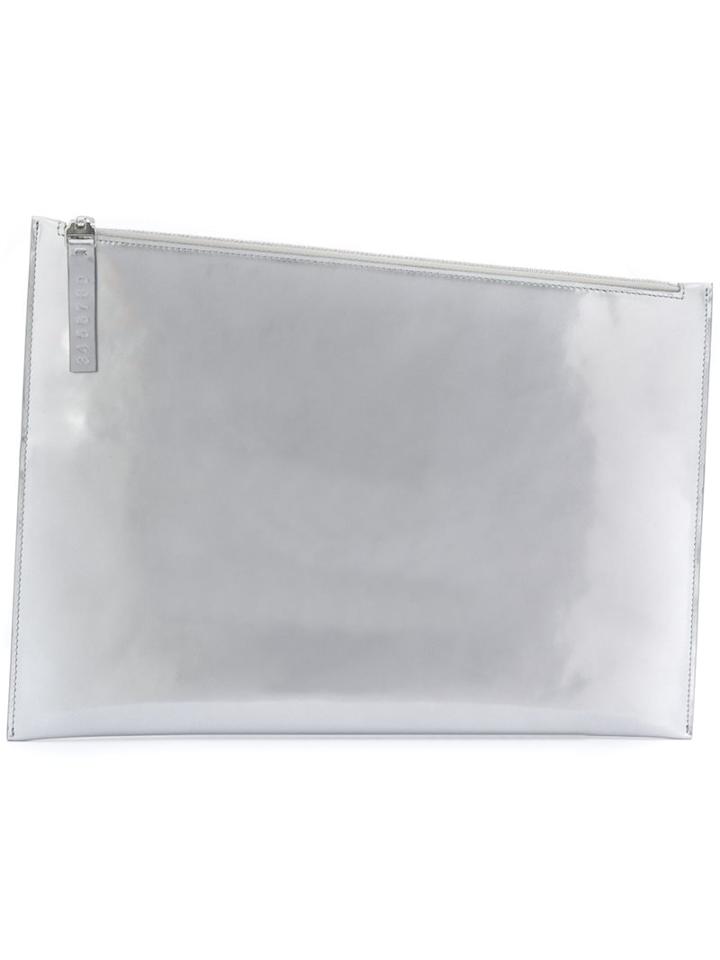 Maison Margiela Metallic (grey) Zip Pouch, Men's, Patent Leather
