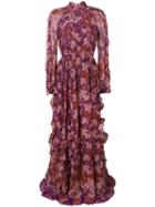 Giambattista Valli Floral Ruffle Detail Maxi Dress - Pink