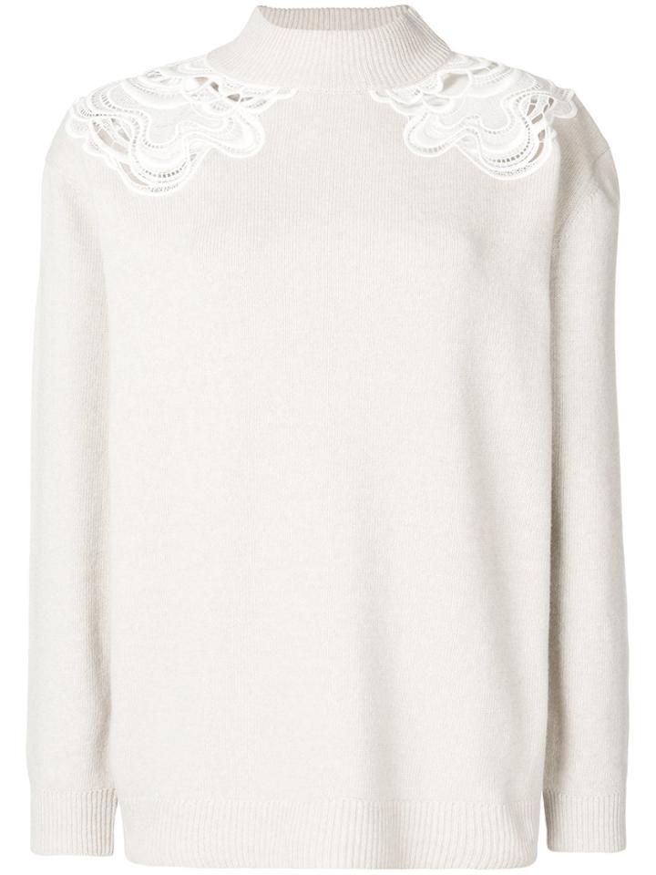 Chloé Crochet Inset Jumper - Nude & Neutrals