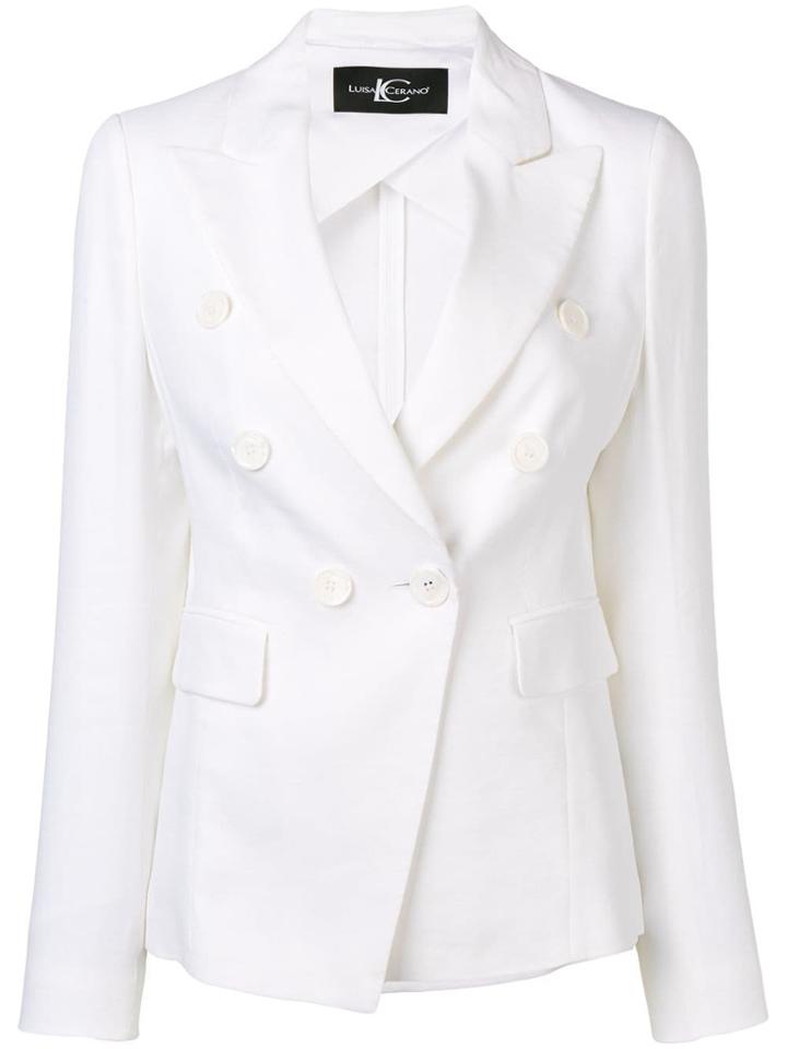 Luisa Cerano Fitted Double-breasted Blazer - White