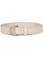 Burberry Slim Leather Double D-ring Belt - Neutrals