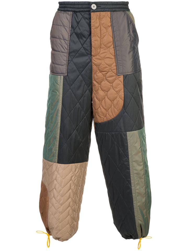 Mostly Heard Rarely Seen Colour-block Quilted Trousers - Green