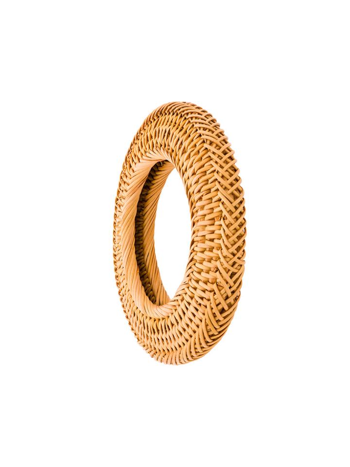 Cult Gaia Small Circle Rattan Bangle - Nude & Neutrals