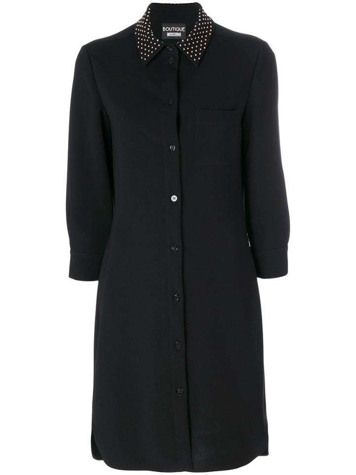 Boutique Moschino Studded Collar Shirt Dress - Black