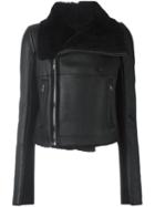 Rick Owens Cropped Biker Jacket, Women's, Size: 44, Black, Cotton/lamb Skin/polyester/virgin Wool