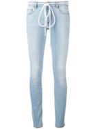 Off-white Drawstring Tie Skinny Jeans - Blue