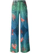 Piccione. Piccione Gothic Archway Reef Straight Cut Palazzo Trousers