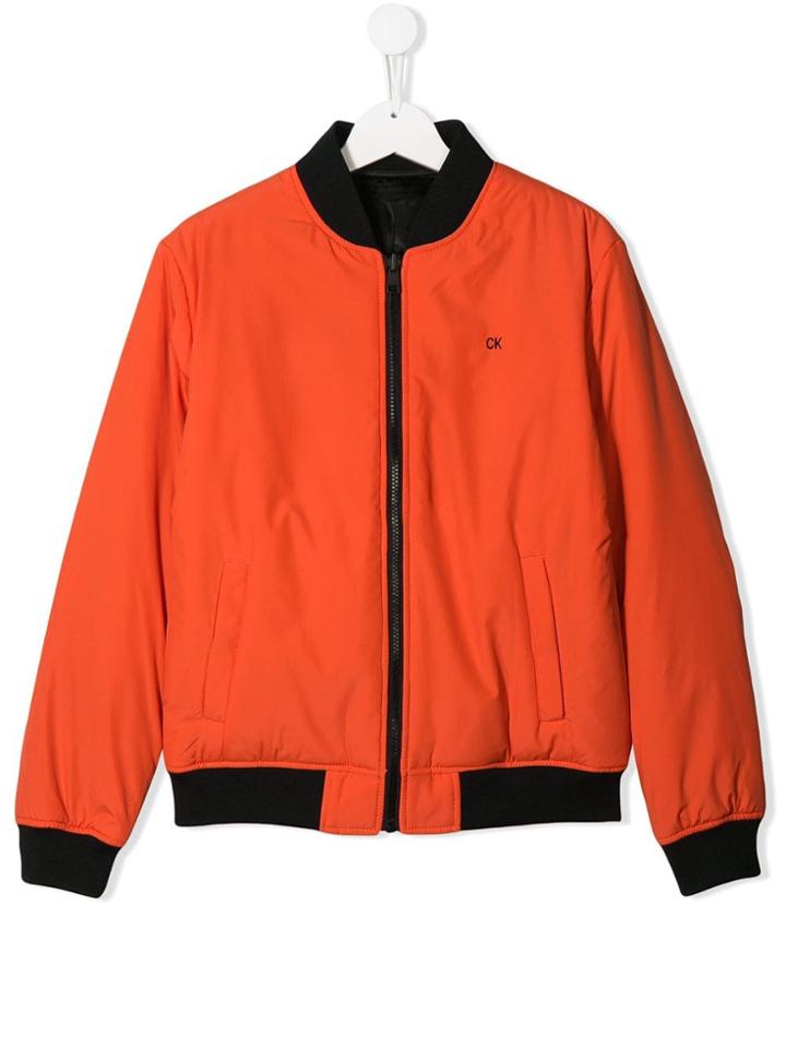 Calvin Klein Kids Classic Bomber Jacket - Orange