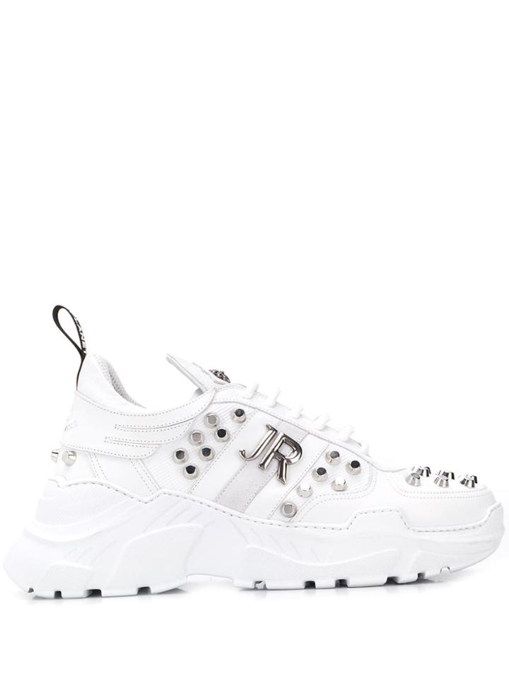 John Richmond Studded Nappa Sports Sneakers - White