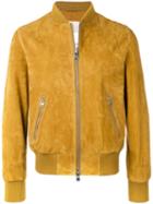 Ami Paris Zipped Suede Jacket With Ribbed Waist And Cuffs - Yellow
