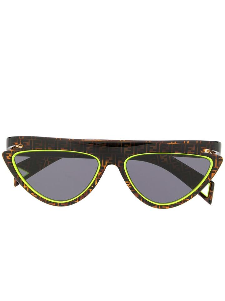 Fendi Eyewear Logo Printed Cat Eye Sunglasses - Brown