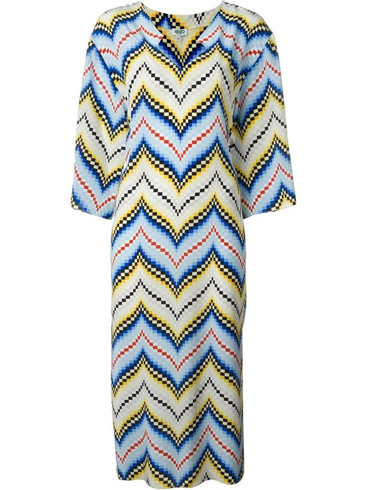 Kenzo Chevron Midi Dress, Women's, Size: 36, Silk