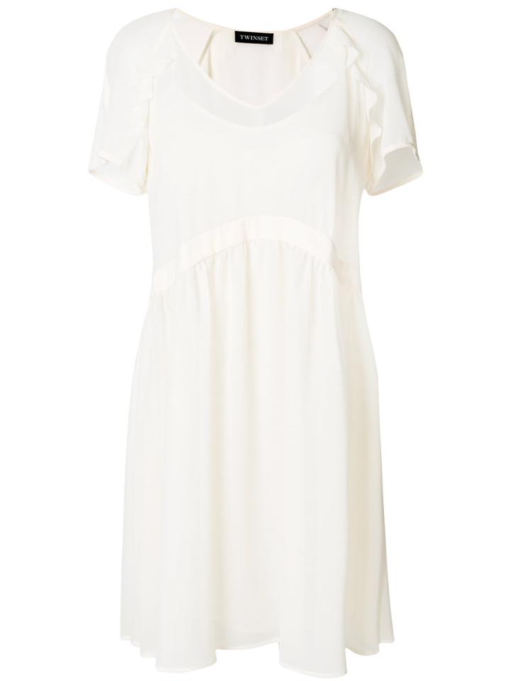 Twin-set Ruffle Detail T-shirt Dress - Nude & Neutrals