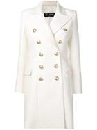 Balmain Double-breasted Fitted Coat - White