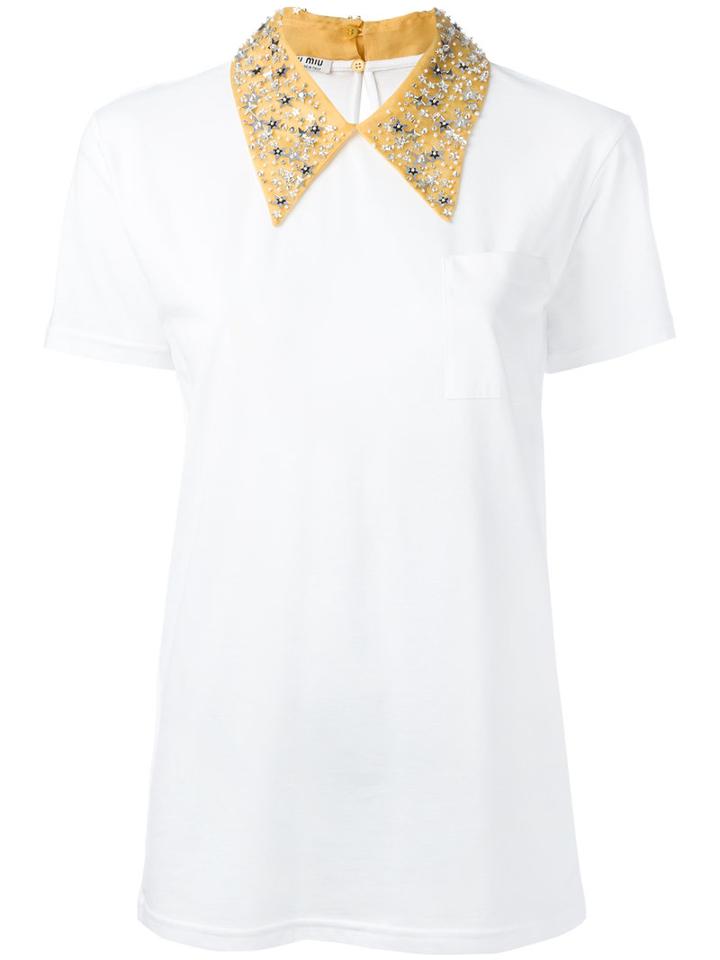 Miu Miu Wide Sleeve Button-up Shirt, Women's, Size: Xs, White, Silk/cotton