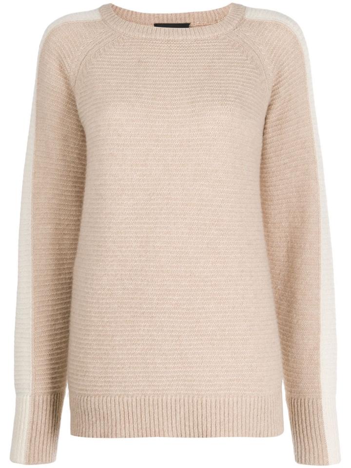 Cashmere In Love Contrast Side Panel Morgan Sweater - Neutrals