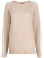 Cashmere In Love Contrast Side Panel Morgan Sweater - Neutrals