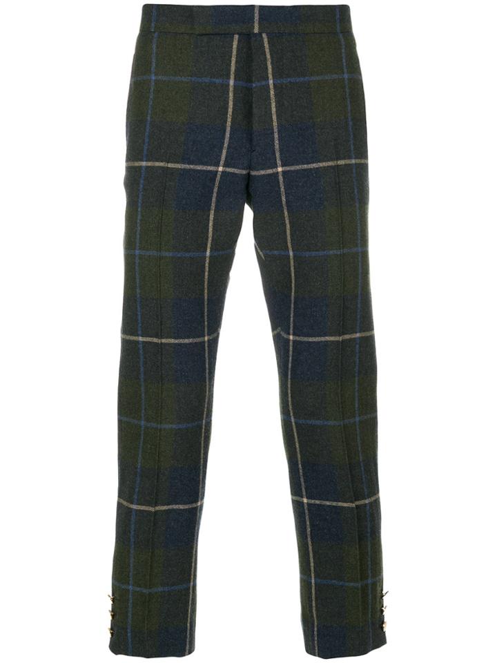 Thom Browne Pintuck Large Buffalo Tartan Check Slim Fit Wool Trouser -